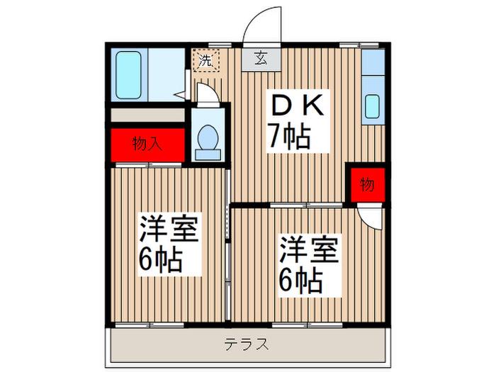 タキハイツ A(2DK/1階)の間取り写真