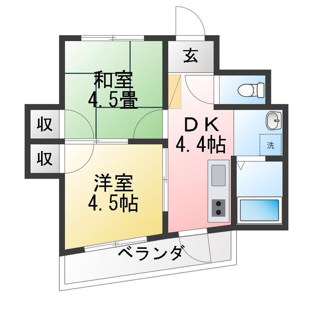 仲友ビル(2K/2階)の間取り写真