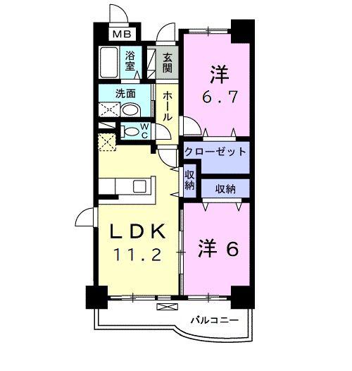 ガーデンスクエア(2LDK/4階)の間取り写真