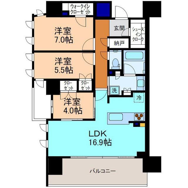 プラウドシティ金沢(3LDK/5階)の間取り写真