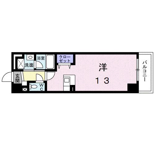 アンソレイエ・アビタシオン(ワンルーム/4階)の間取り写真