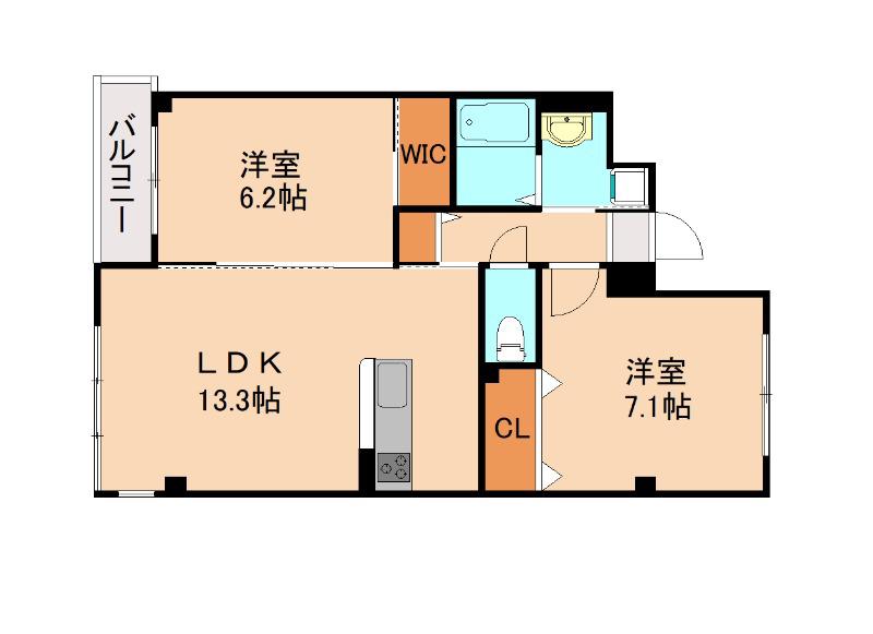 コンフォルト春日西II(2LDK/2階)の間取り写真