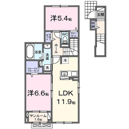 ネオ ドムス I(2LDK/2階)の間取り写真