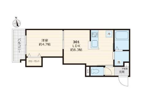 GLガーデン町屋(1LDK/3階)の間取り写真