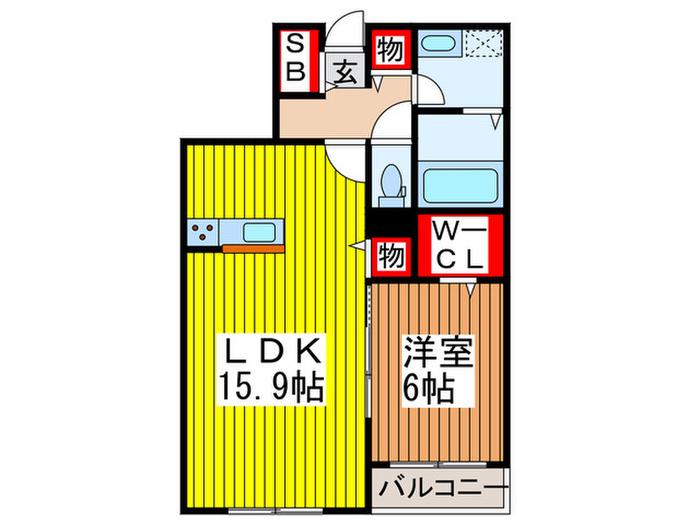 西大宮ガーデンヒルズII(1LDK/2階)の間取り写真