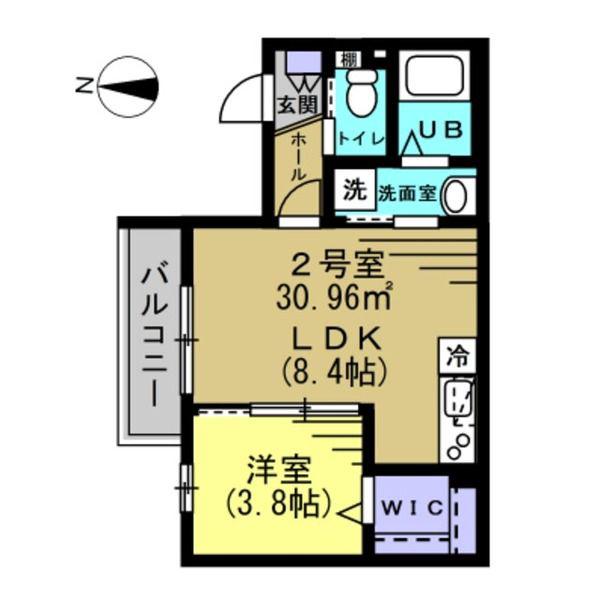 グランドソレイユ新検見川II(1LDK/2階)の間取り写真