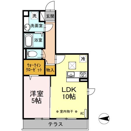 ティーディー西ノ前(1LDK/1階)の間取り写真