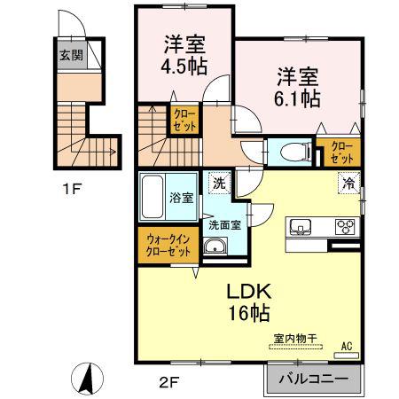 マリッジスター(2LDK/2階)の間取り写真