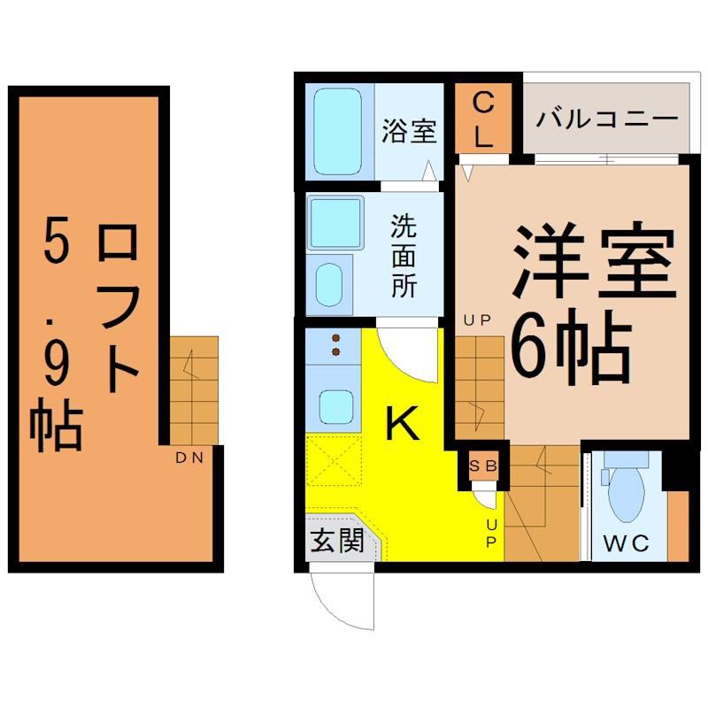 ハーモニーテラス烏森(1SK/1階)の間取り写真