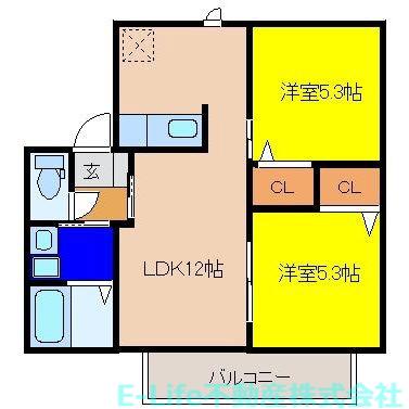 パル新地A・B(2LDK/2階)の間取り写真