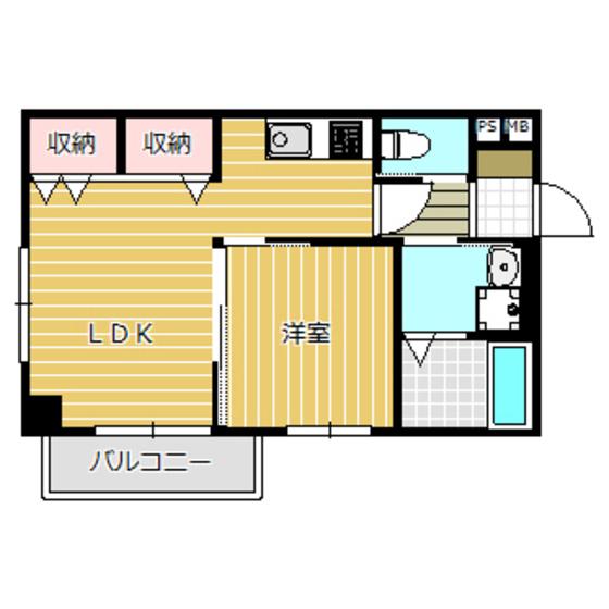 リヴェール馬渕(1LDK/2階)の間取り写真