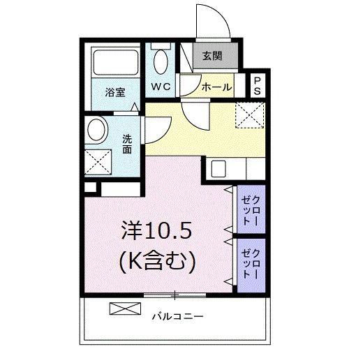 デスパシオ(ワンルーム/4階)の間取り写真