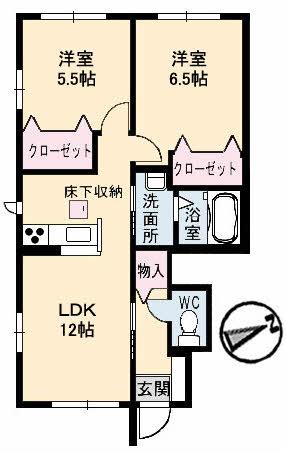 アストーレ(2LDK/1階)の間取り写真