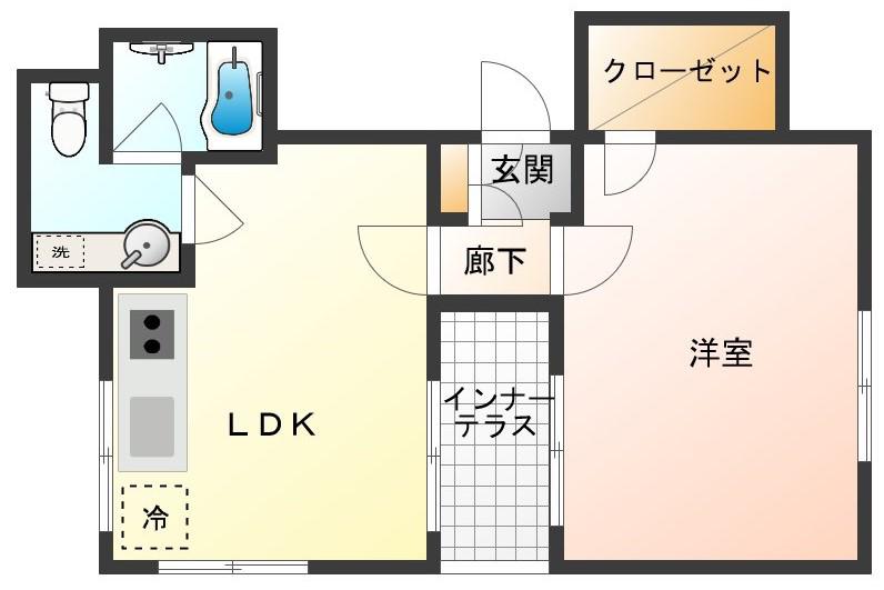 アーバンコート御殿山(1LDK/2階)の間取り写真
