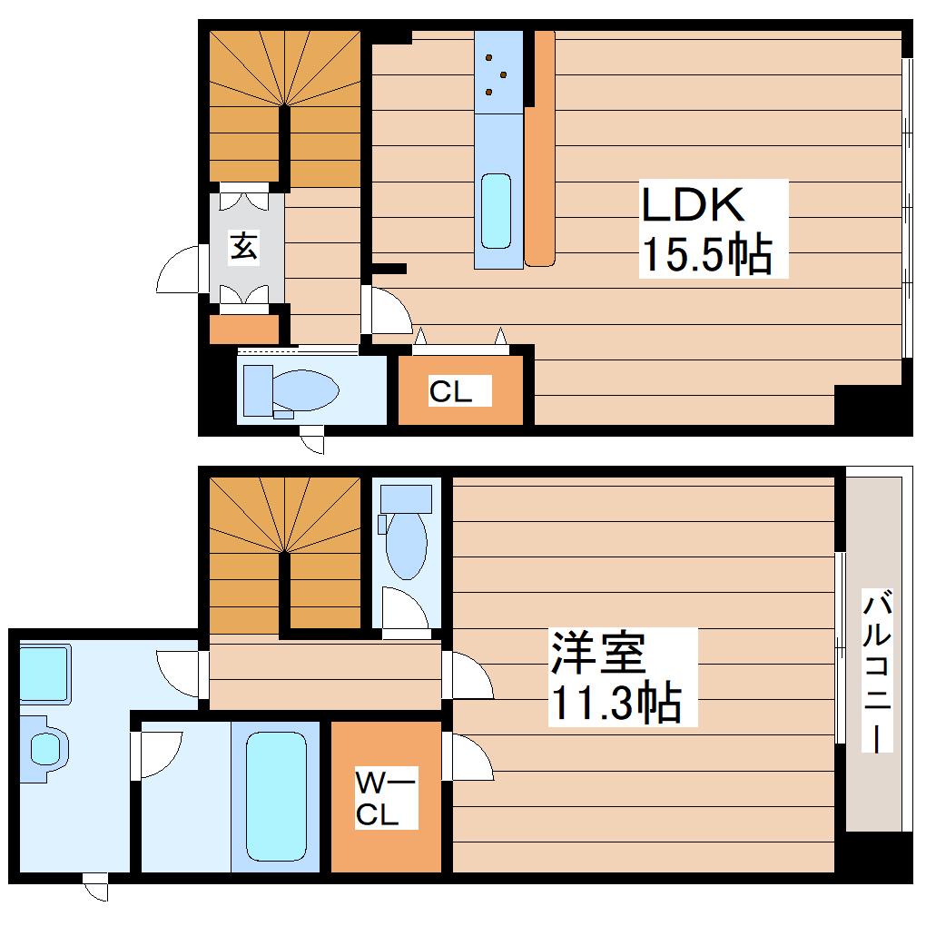 アーバンライフ橋本(1LDK/3階)の間取り写真
