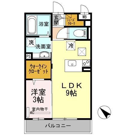 エクセル新見II(1LDK/1階)の間取り写真