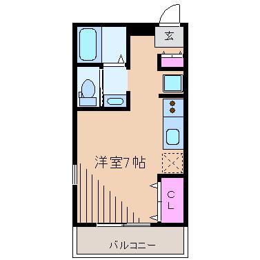 ベルフォーレ菊名(ワンルーム/3階)の間取り写真