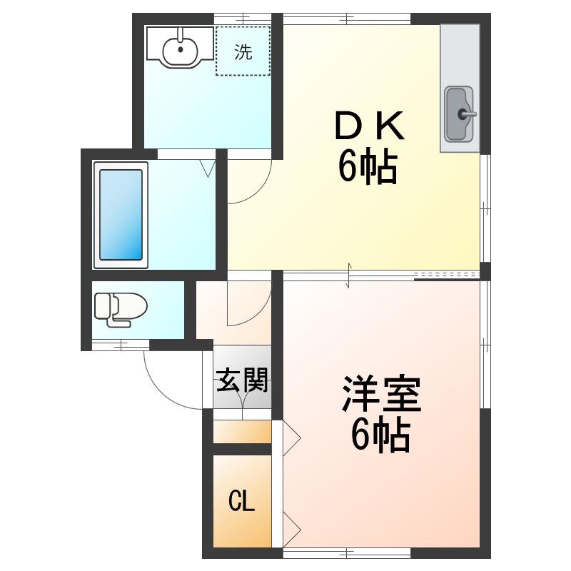 コーポ中里A(1DK/2階)の間取り写真