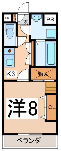 スプランドゥールII(1K/1階)の間取り写真