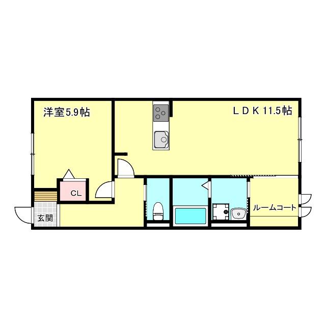 姫路市飯田アパート(1LDK/2階)の間取り写真
