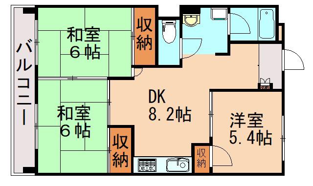 クイーンハイツ幸袋(3DK/1階)の間取り写真