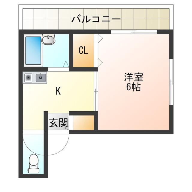 KSマンション(1K/2階)の間取り写真