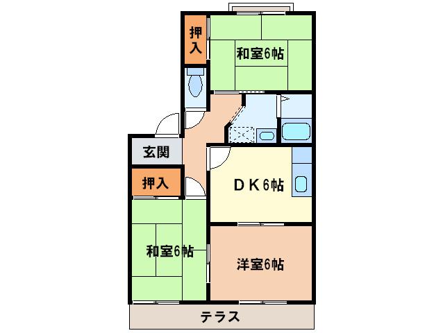 フレグランス荻野A(3DK/1階)の間取り写真