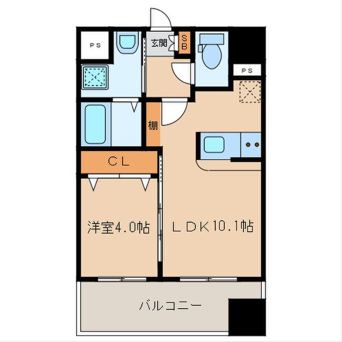 ランドマーク和白(1LDK/10階)の間取り写真