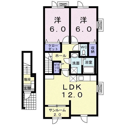 ウィステリア・S(2LDK/2階)の間取り写真