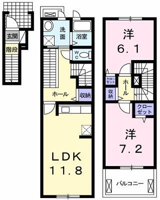 舞子坂ヒルズII(2LDK/2階)の間取り写真