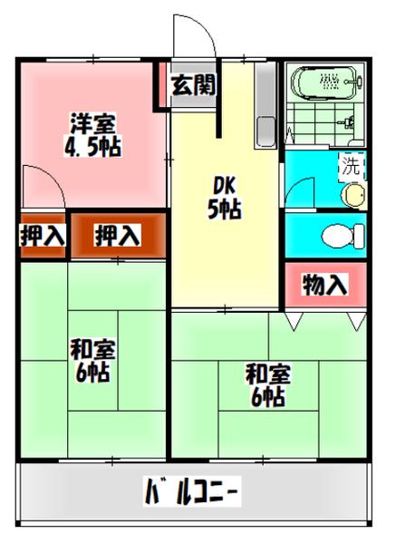 藤田第3高橋ハイツ(3K/1階)の間取り写真