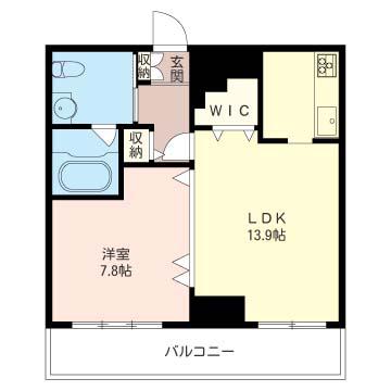 ルームスキノカ(1LDK/13階)の間取り写真