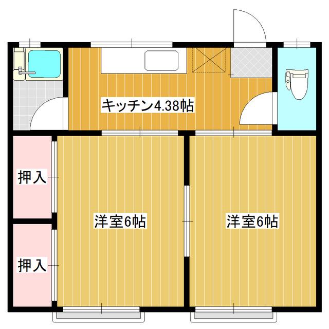 DSハイツ沢村 北(2K/1階)の間取り写真