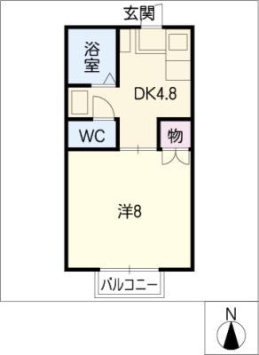 ヴェルドミール112 A棟(1DK/1階)の間取り写真