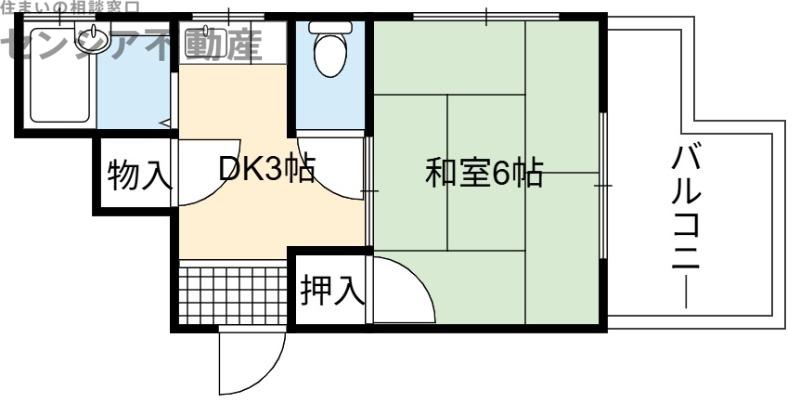 マンション第2新大宮(1DK/1階)の間取り写真