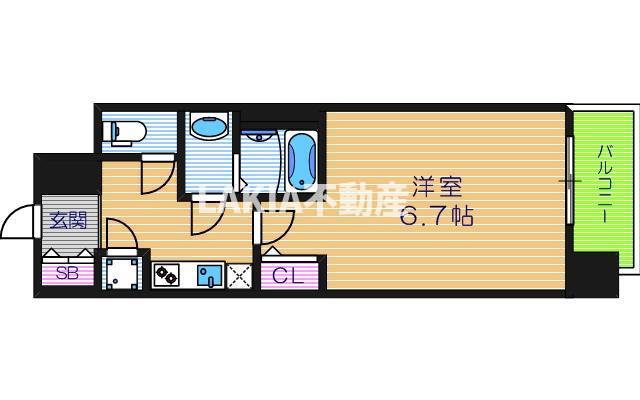 レージュルアッシュ天王寺パークサイド(1K/7階)の間取り写真