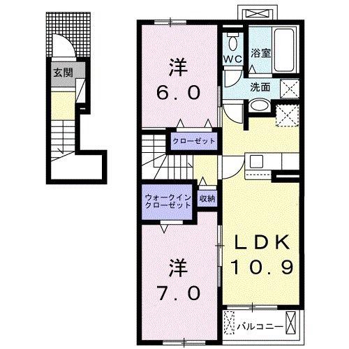 メゾン ラ シャンスS(2LDK/2階)の間取り写真