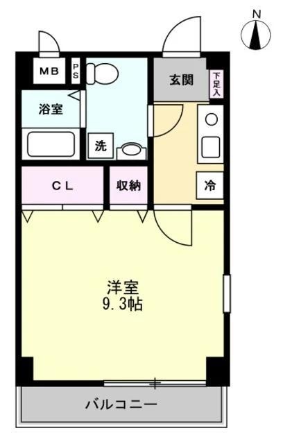 ロレットの小路(1K/4階)の間取り写真