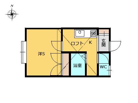 リバティ緑町(1K/2階)の間取り写真