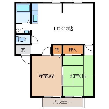 アネモスII・III(2LDK/1階)の間取り写真