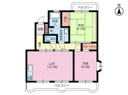エクセルオオタケ(2LDK/1階)の間取り写真