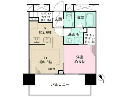 ザ・パークハウス渋谷美竹(1DK/14階)の間取り写真