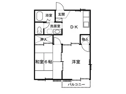 ヴィラエステート D棟(2DK/2階)の間取り写真