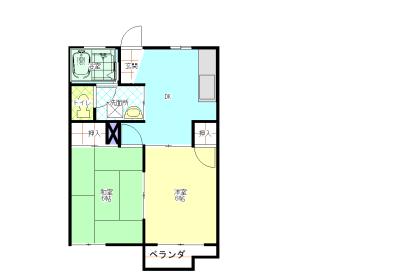 コーポ新屋(2DK/1階)の間取り写真