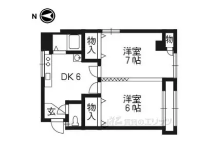 葛城マンション(2DK/4階)の間取り写真