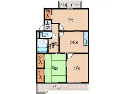 リバーサイドハイツ岡本(3DK/2階)の間取り写真