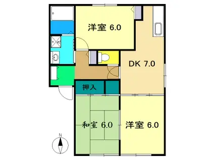 ハイツ大柳(3DK/1階)の間取り写真