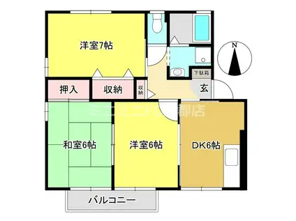 ハイカムール平田(3DK/2階)の間取り写真