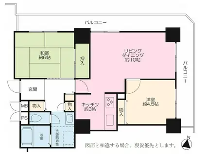 船堀駅前トキタワー(2LDK/10階)の間取り写真