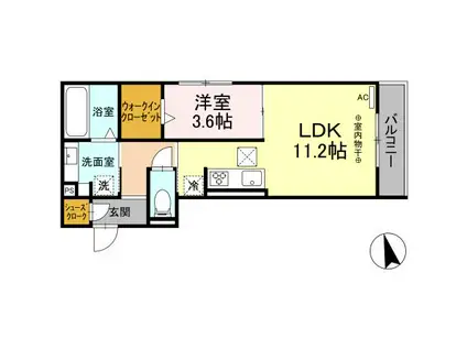 D-ROOM本荘イースト(1LDK/1階)の間取り写真